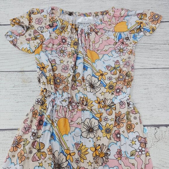 Posh Peanut Baby Girl Bamboo 'Dolly" Flutter Sleeve Short Romper Size 6-12 month - Picture 2 of 6